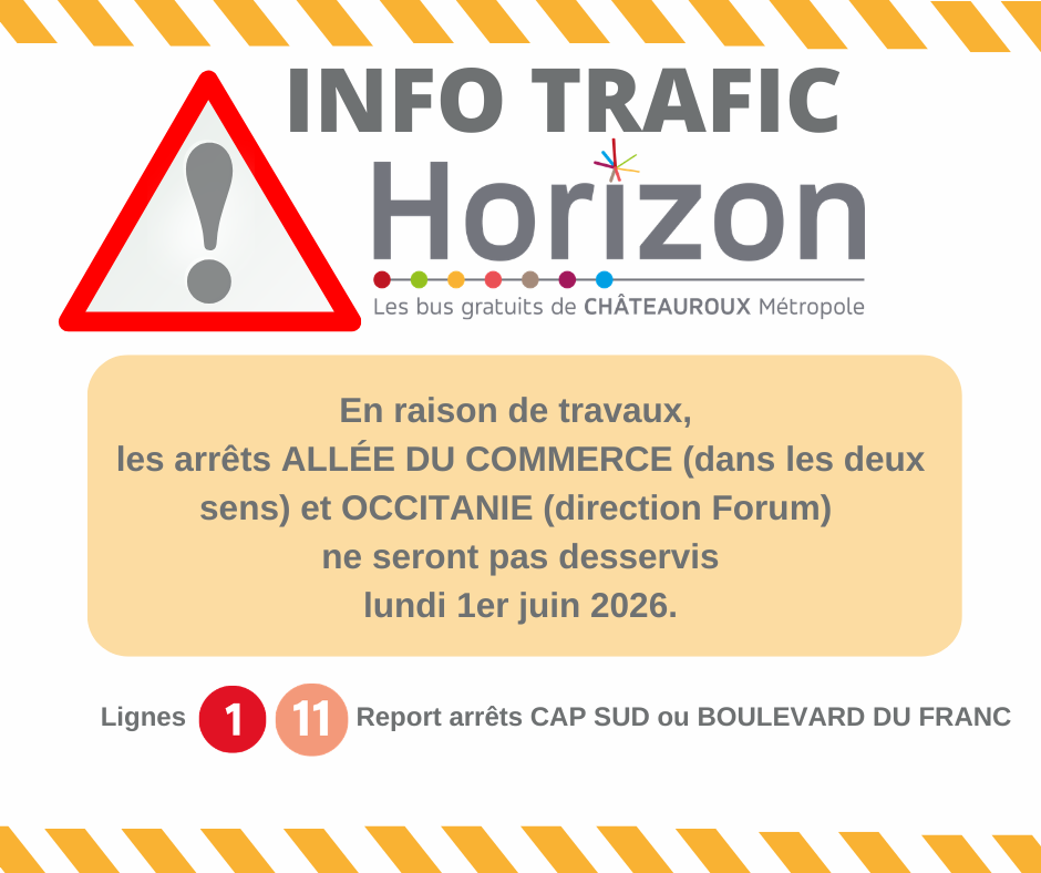 Travaux arrêts Allée du Commerce et Occitanie